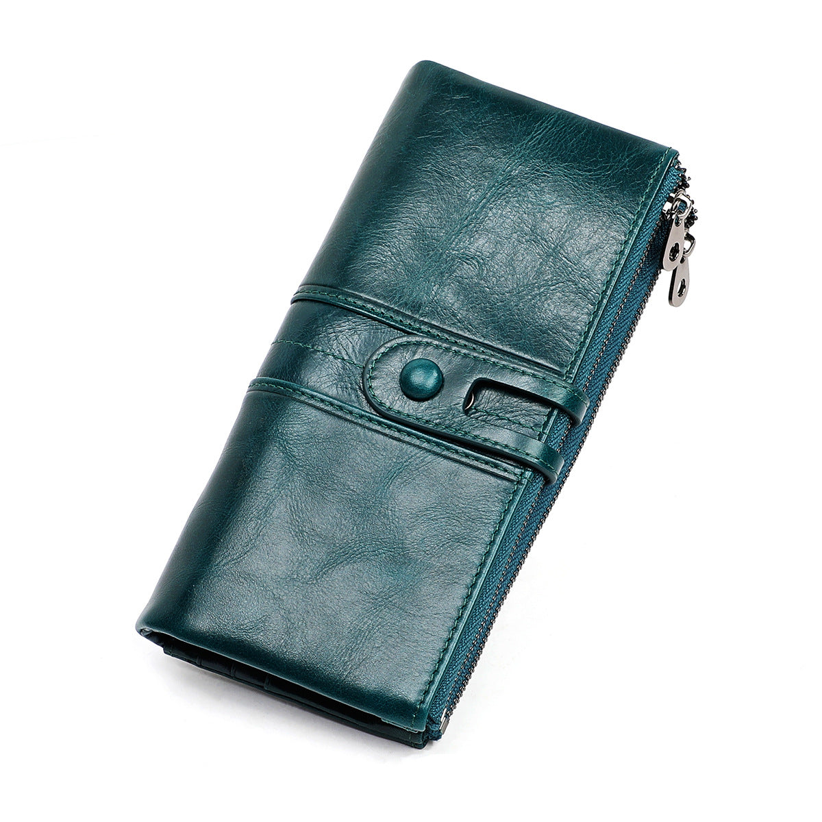 Top layer leather tri-fold wallet