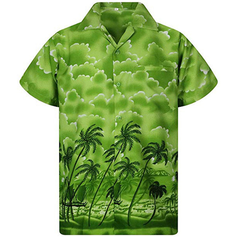 Men's Short Sleeve Shirt T-shirt Loose Top Beach Hawaiian Floral Top Summer