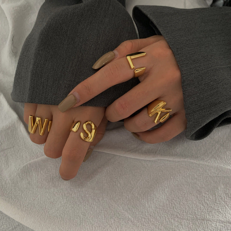 Fashion Trend 26 English Alphabet Ring Women