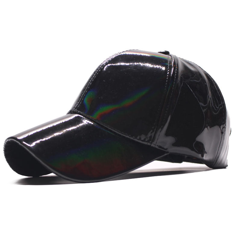 Colorful patent leather baseball cap