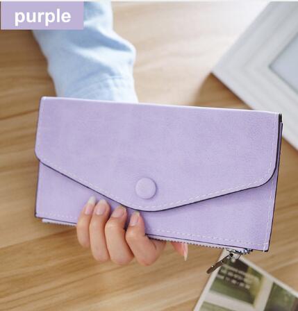 matte leather women's wallet zipper bag vintage female wallet purse fashion card holder phone pocket long women wallet