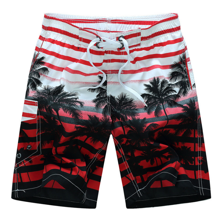 Seaside loose striped printed coconut tree beach shorts