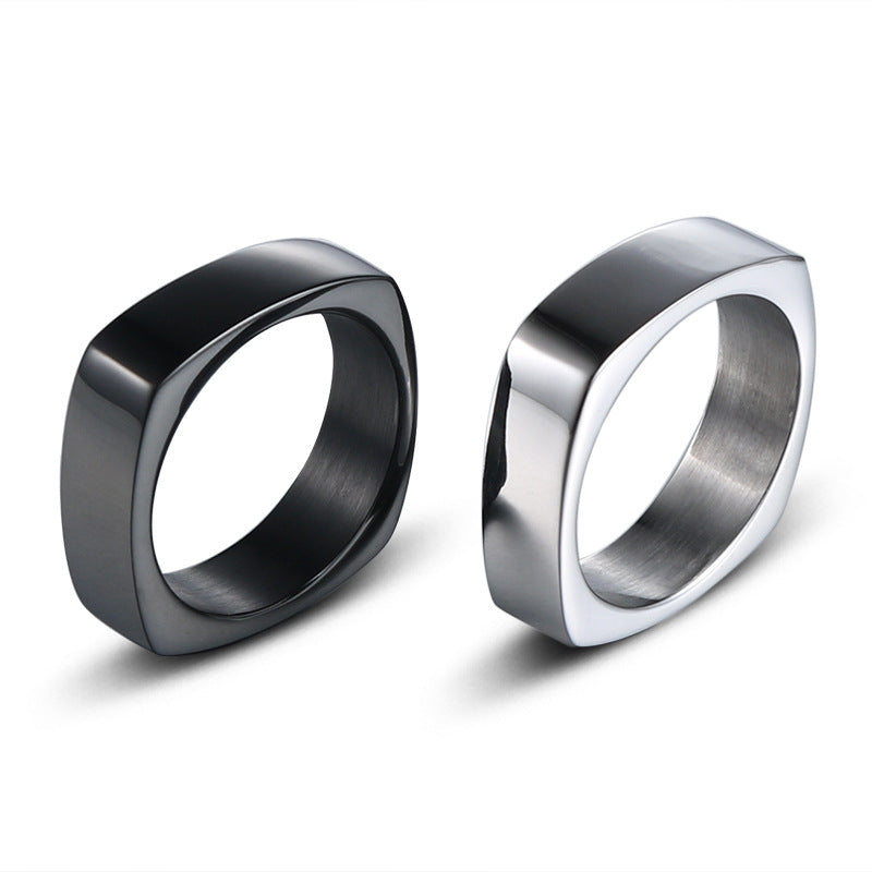 Square Stainless Steel Titanium Steel Ring For Men