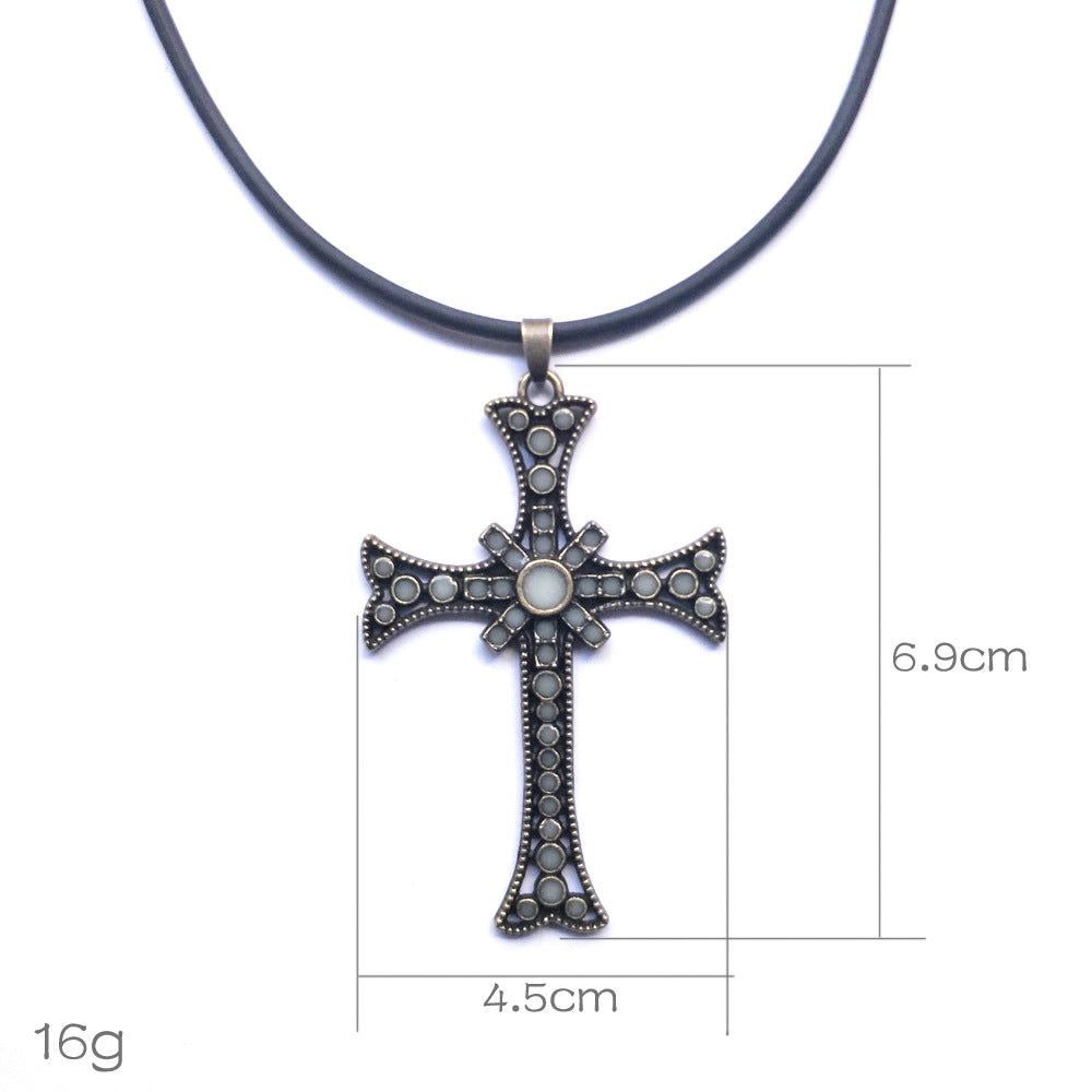 New Alloy Cross Luminous Necklace For Men And Women