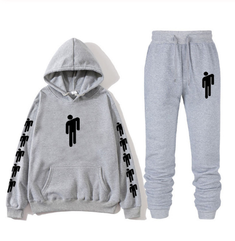 Hoodie print American singer Billie Eilish Hoodie men and women Harajuku hip hop Brilie Eilish sweatshirt set+ pants