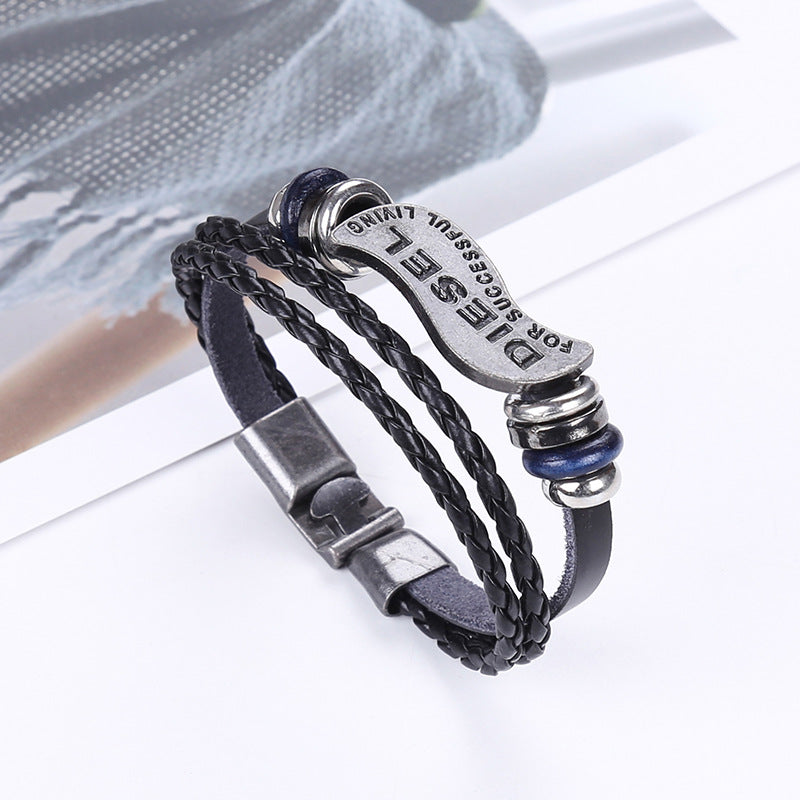 Men and women alloy leather bracelet