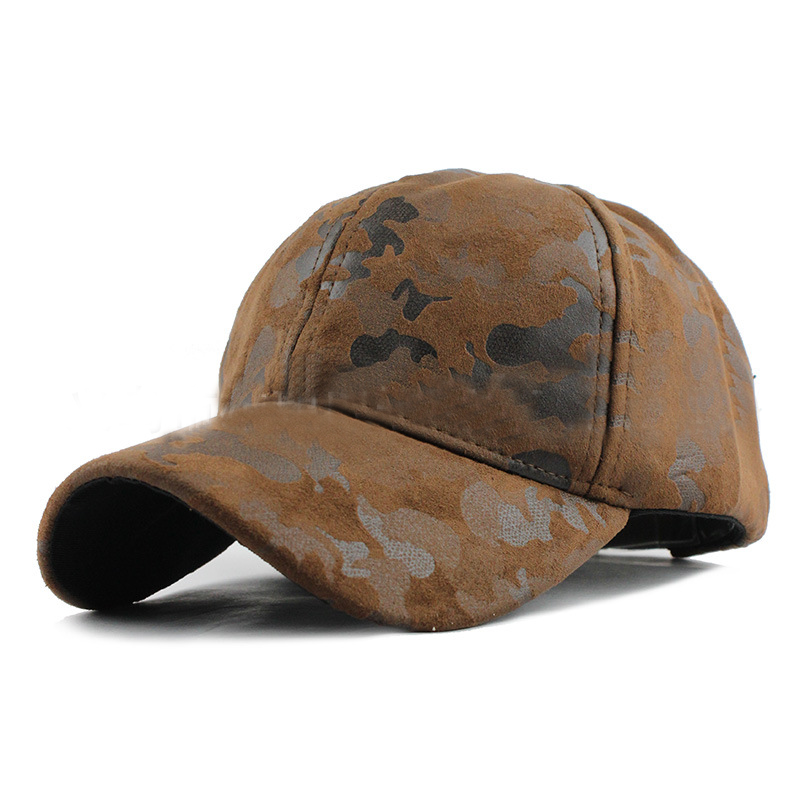 Camouflage suede baseball cap