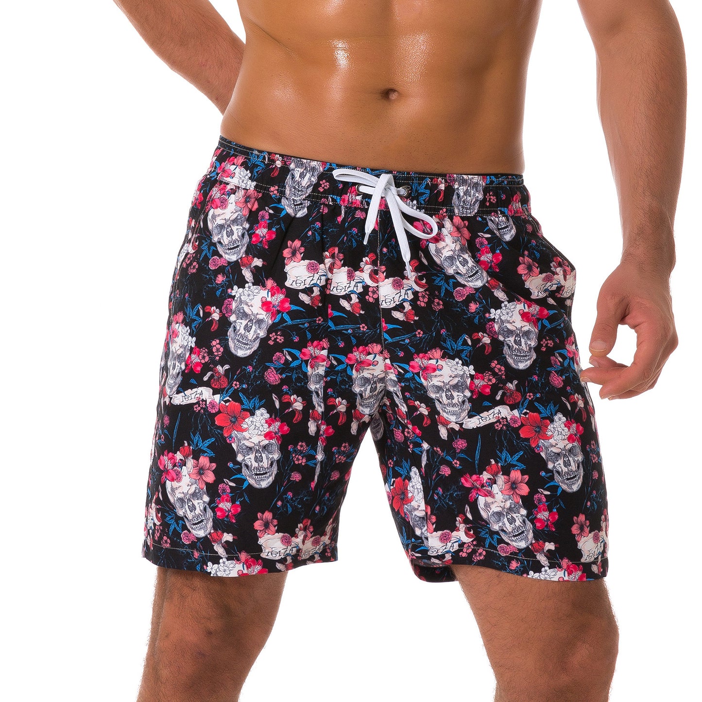 Multi-pocket Floral-lined Beach Shorts Outdoor Shorts