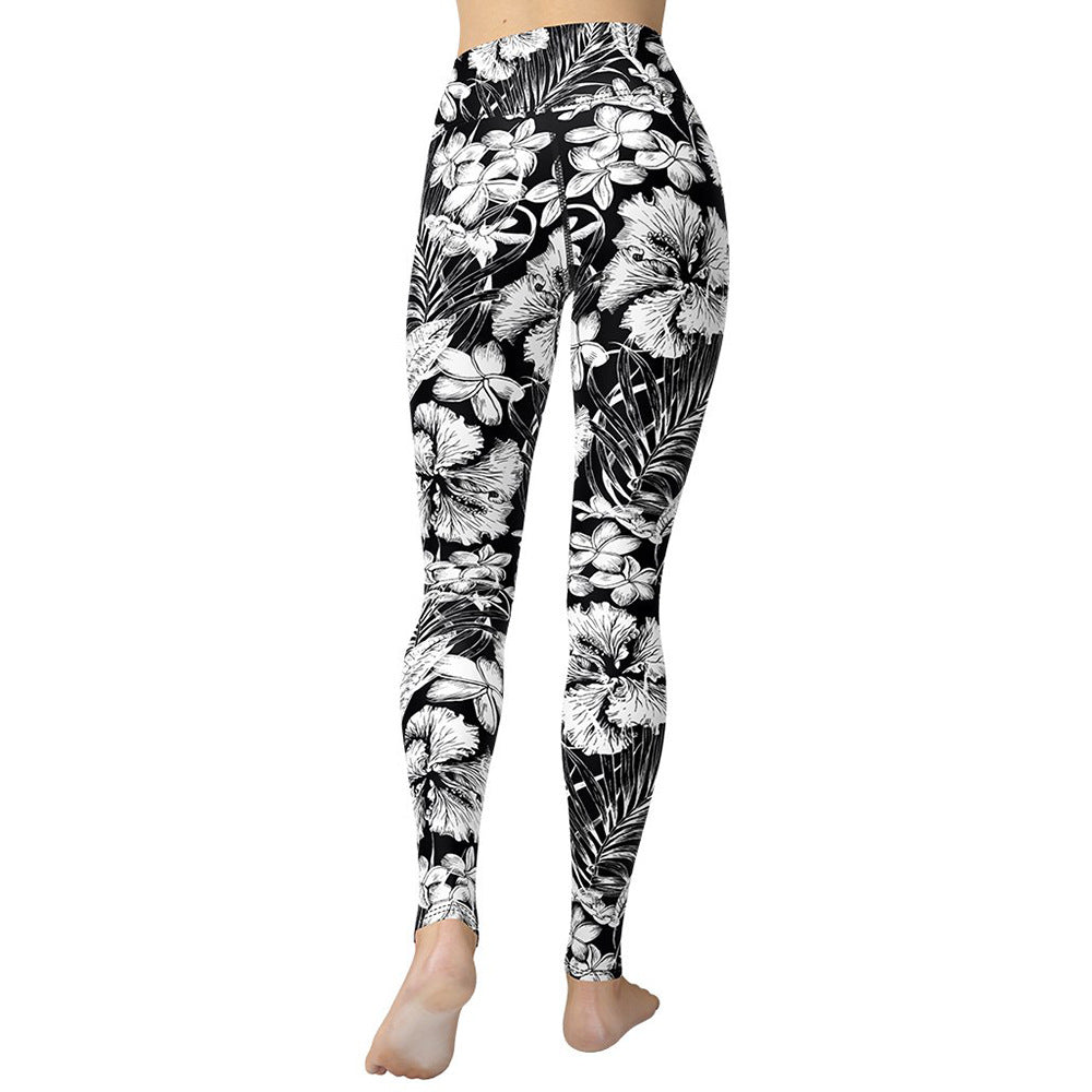 Black And White Color Sports Leggings Yoga Pants