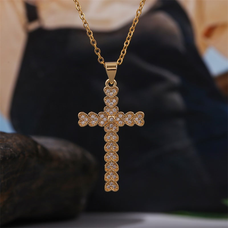 Zircon Cross Necklace Women