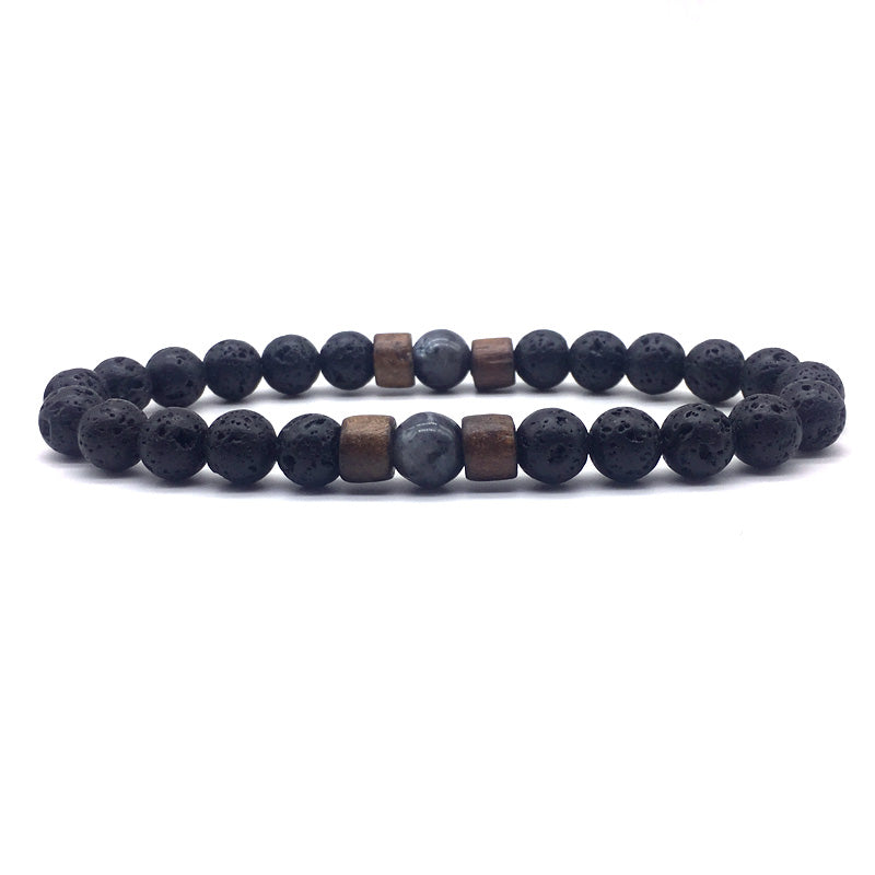 2022 new trendy bead bracelet men handmade vintage strand round lava stone bracelet for men jewelry gift