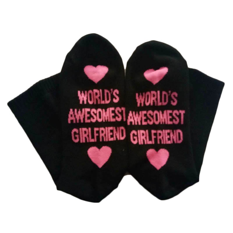 Unisex Men Women Cotton Socks Printing Letter Funny Socks For Boyfriend   Girlfriend Valentine's Day Gift