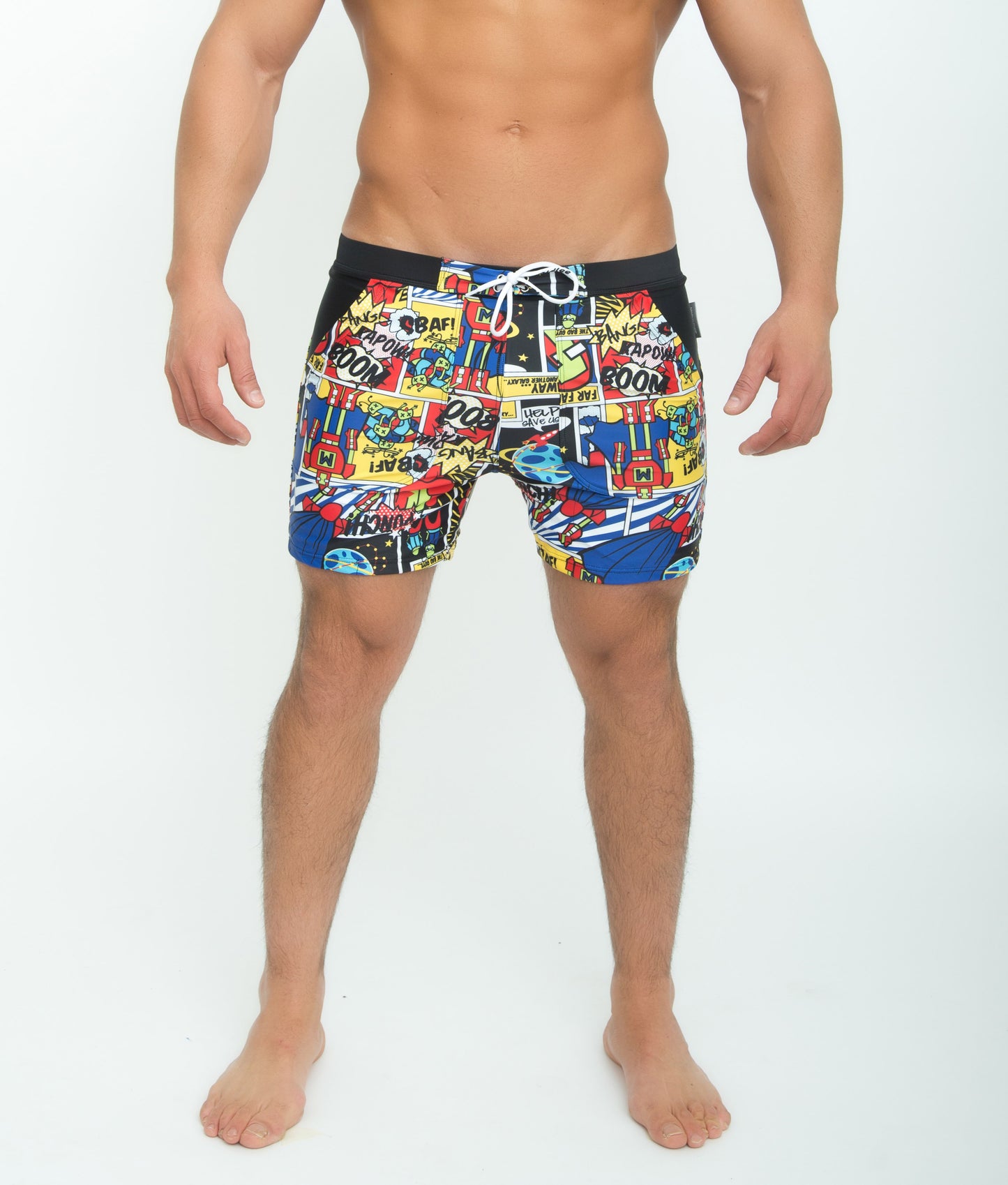 Swimwear men's printed boxer long adult loose men's swimming hot spring beach plus fertilizer to increase large size