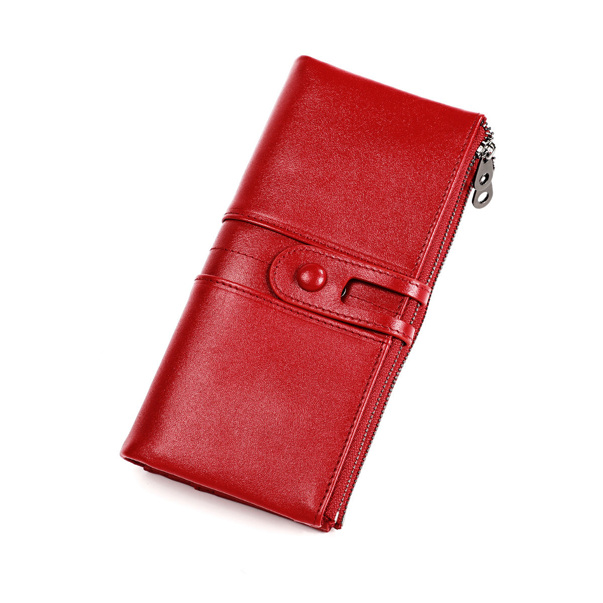 Top layer leather tri-fold wallet