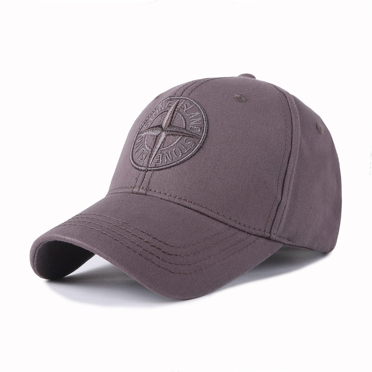 Casual cross-embroidered peaked cap