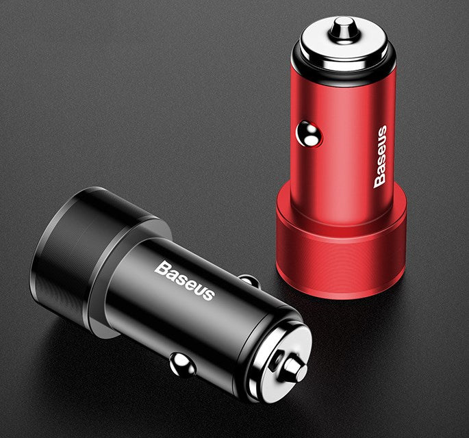 Small Screw Car Charger Dual USB QC3.0 36W Flash Charger