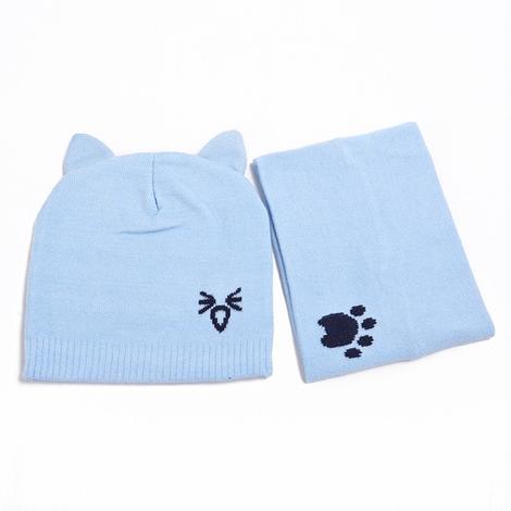 Set Warm Baby Hat Scarf Knitted Protect Ear Baby Boys Girls Hat Winter Beanie Scarves Suits Cartoon Cat Newborn