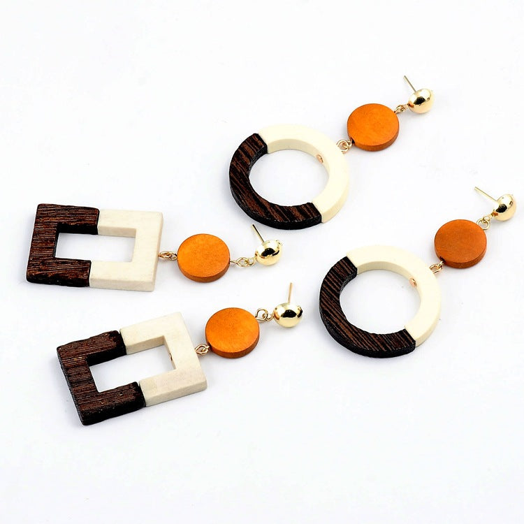 Vintage wooden wood earrings