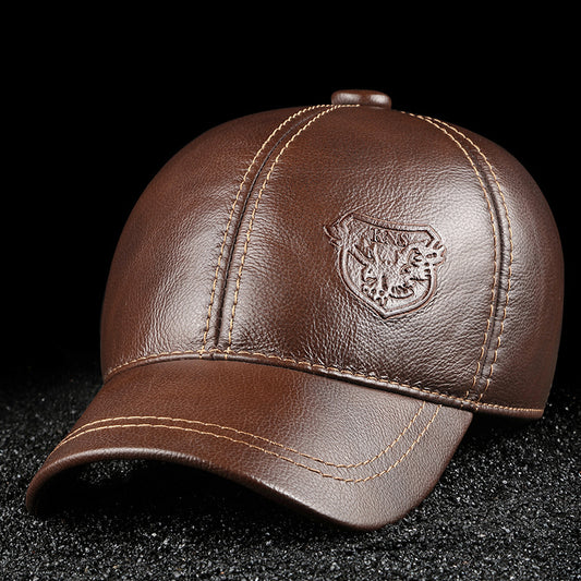 Men's leather baseball cap