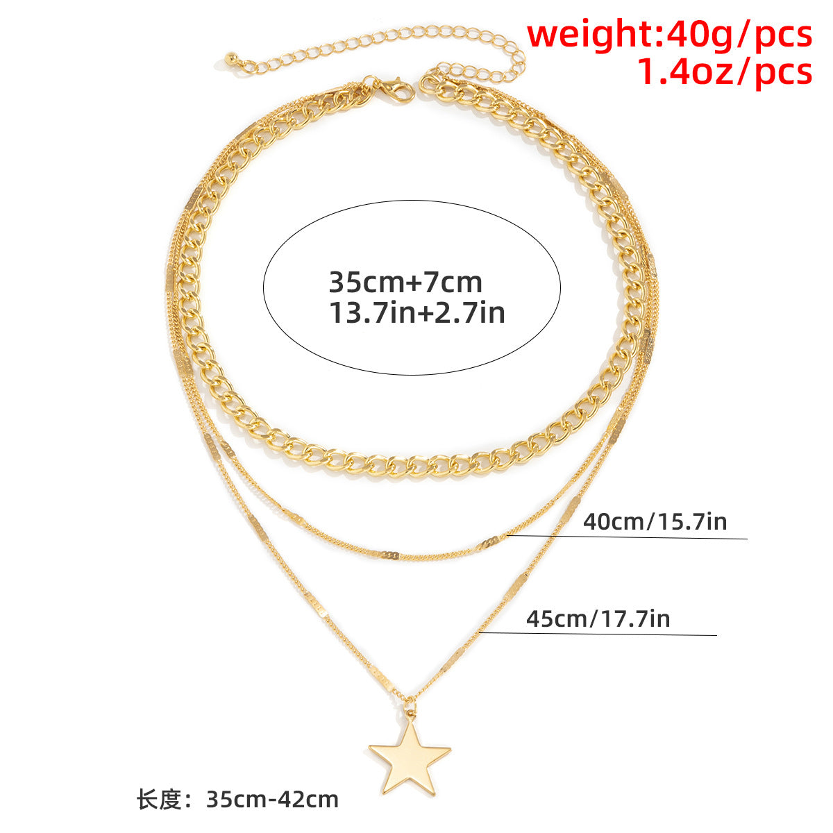Simple Metal Chain Combination Necklace Women