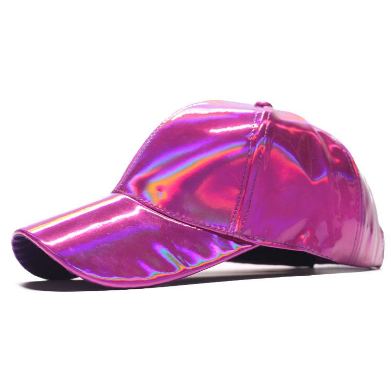 Colorful patent leather baseball cap