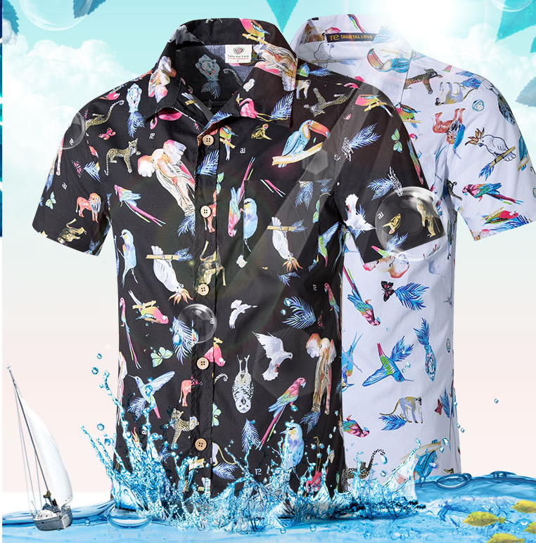 Men's Shirt Fashion Print Short Sleeve Beach Casual Loose Top