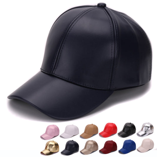 Leather peaked cap