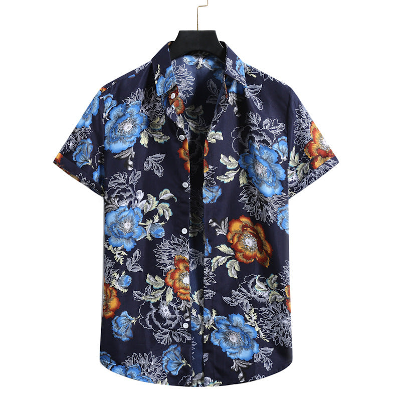 Men's Fashion Casual Beach Floral Shirt Hawaiian Shirt