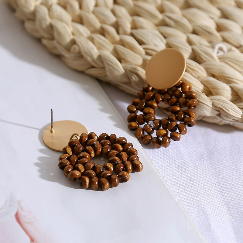 Women's wooden vintage earrings