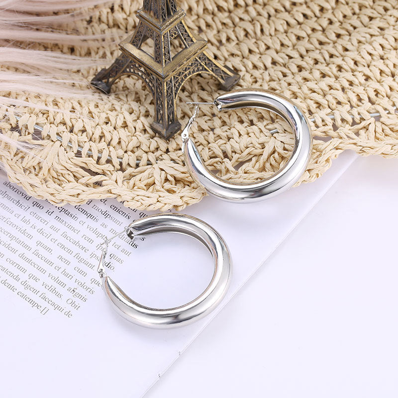 Geometric round big earrings women