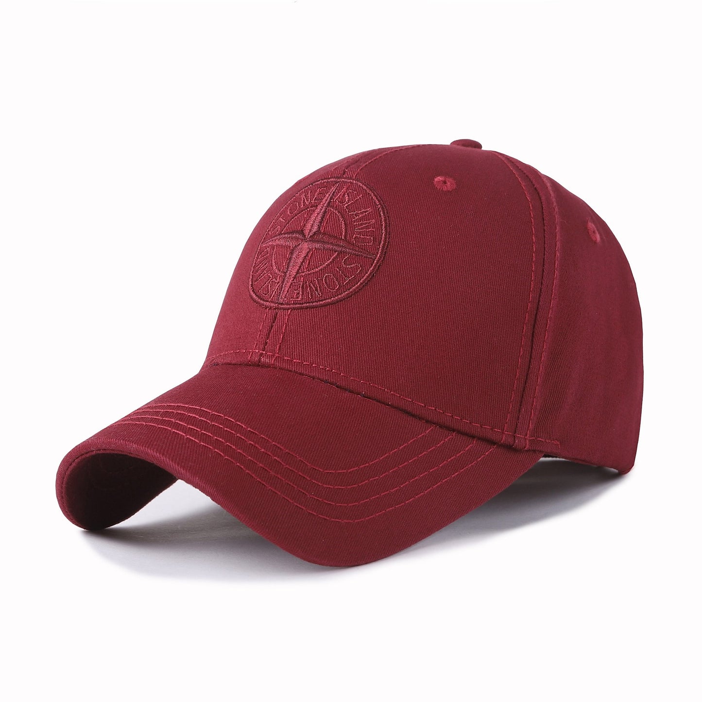 Casual cross-embroidered peaked cap