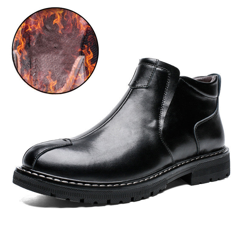 Casual Leather Shoes Martin Boots Men Plus Size
