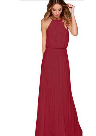 Women  Halter Chiffon Maxi Dress