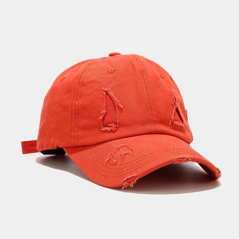 Frayed Washed Baseball Cap Casual Retro Sunshade Cap