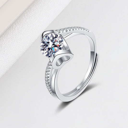 925 Sterling Silver Moissan Diamond Ring For Women 1 Carat Ring