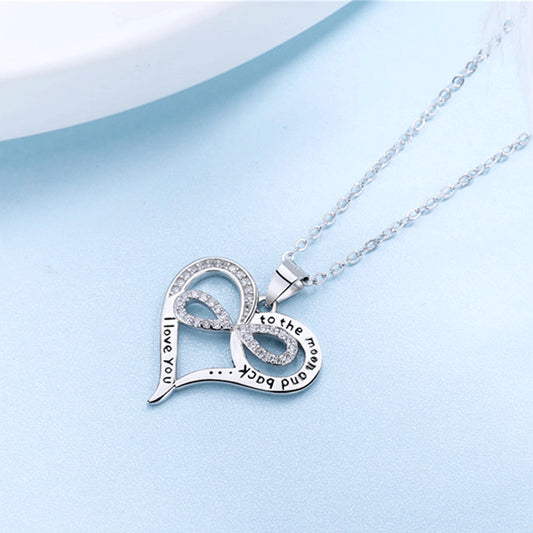 Silver Diamond Love Letter Necklace Women