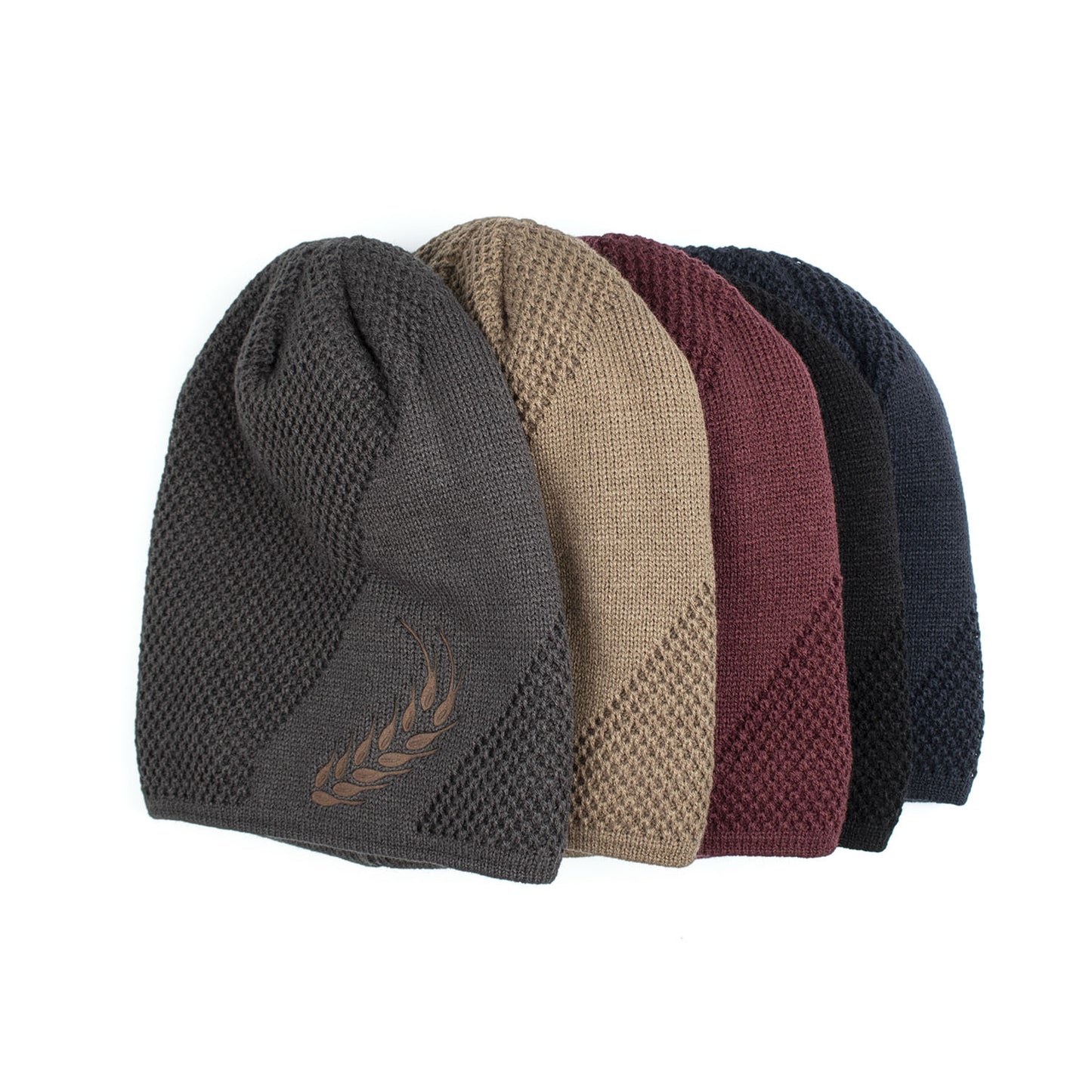 Embossed Wheat Ear Long Pullover Hat Knitted Beanie