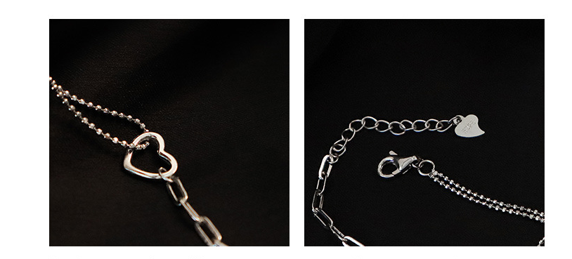 Heart Asymmetrical Chain Silver Necklace For Women