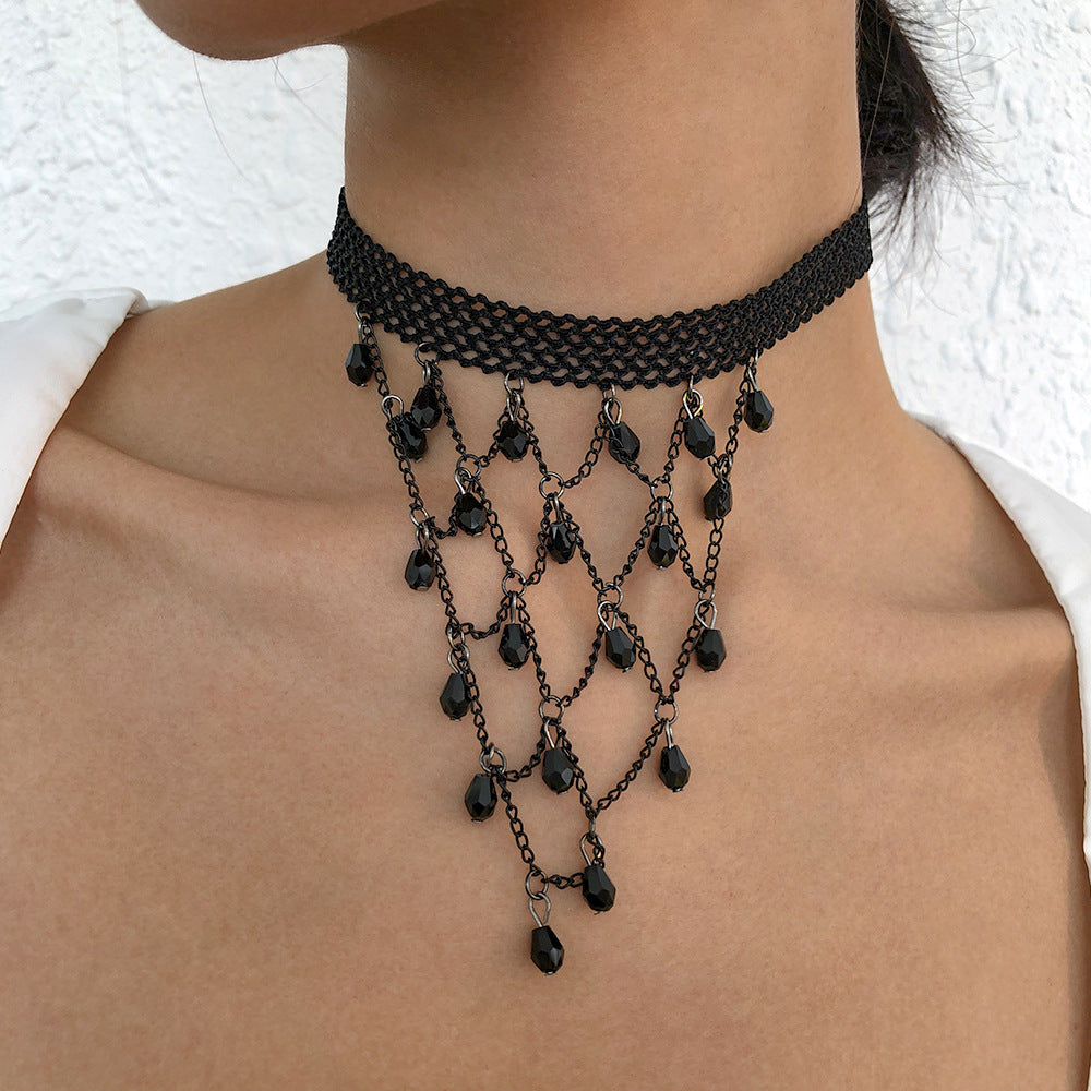 Lace Necklace Imitation Crystal Retro Simple Women