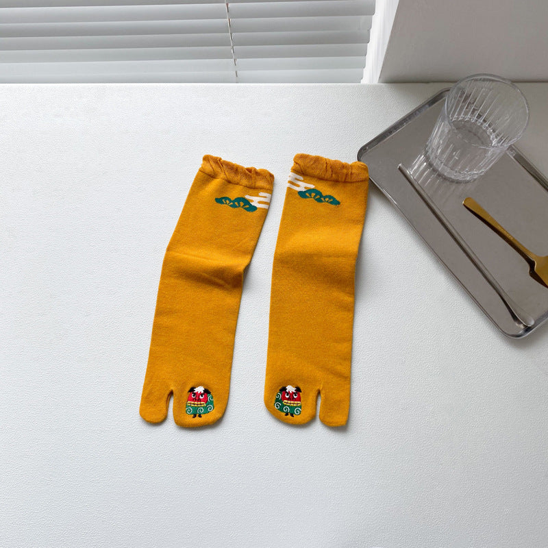 Split Toe Two Women Spring And Autumn Tube Socks