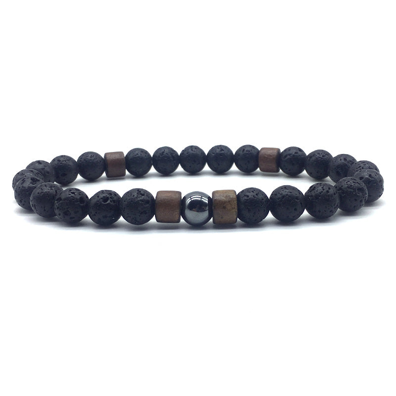 2022 new trendy bead bracelet men handmade vintage strand round lava stone bracelet for men jewelry gift