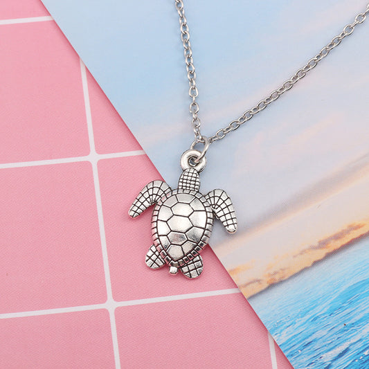 Silver Sea Turtle Men Necklace