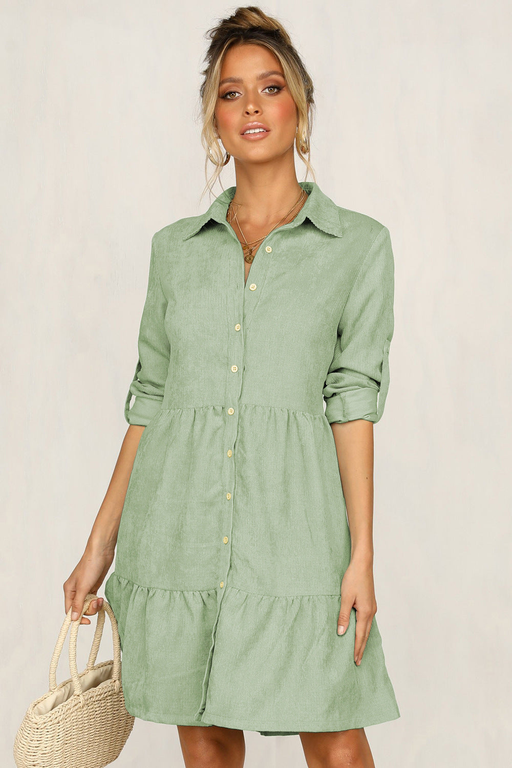 Single-breasted shirt women dress