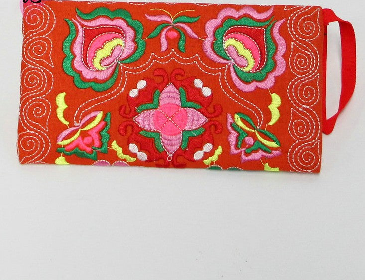 Women Ethnic Handmade Embroidered Wristlet Clutch Bag Vintage Purse Wallet