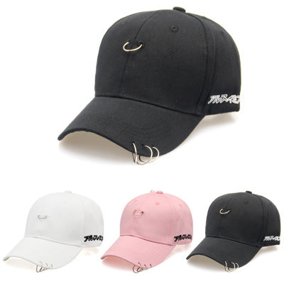 Baseball cap ring hoop personality pin pin of men and women along the popular hip-hop duck tongue hat