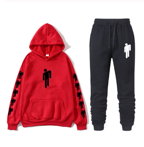 Hoodie print American singer Billie Eilish Hoodie men and women Harajuku hip hop Brilie Eilish sweatshirt set+ pants