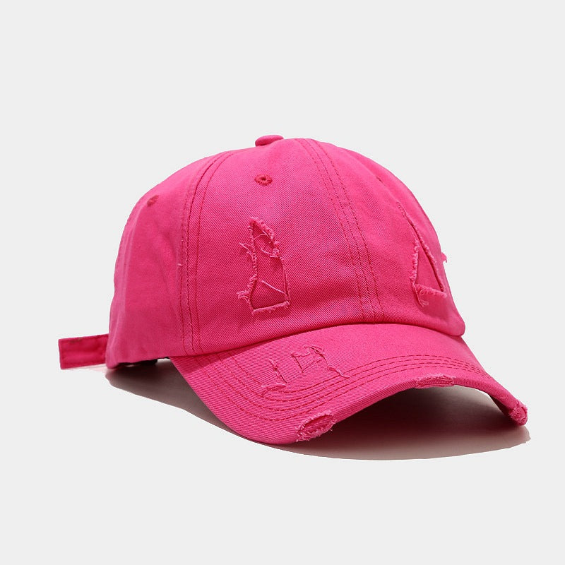 Frayed Washed Baseball Cap Casual Retro Sunshade Cap