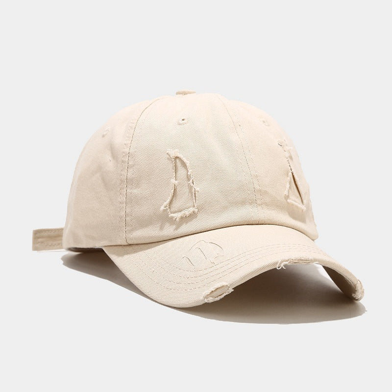 Frayed Washed Baseball Cap Casual Retro Sunshade Cap