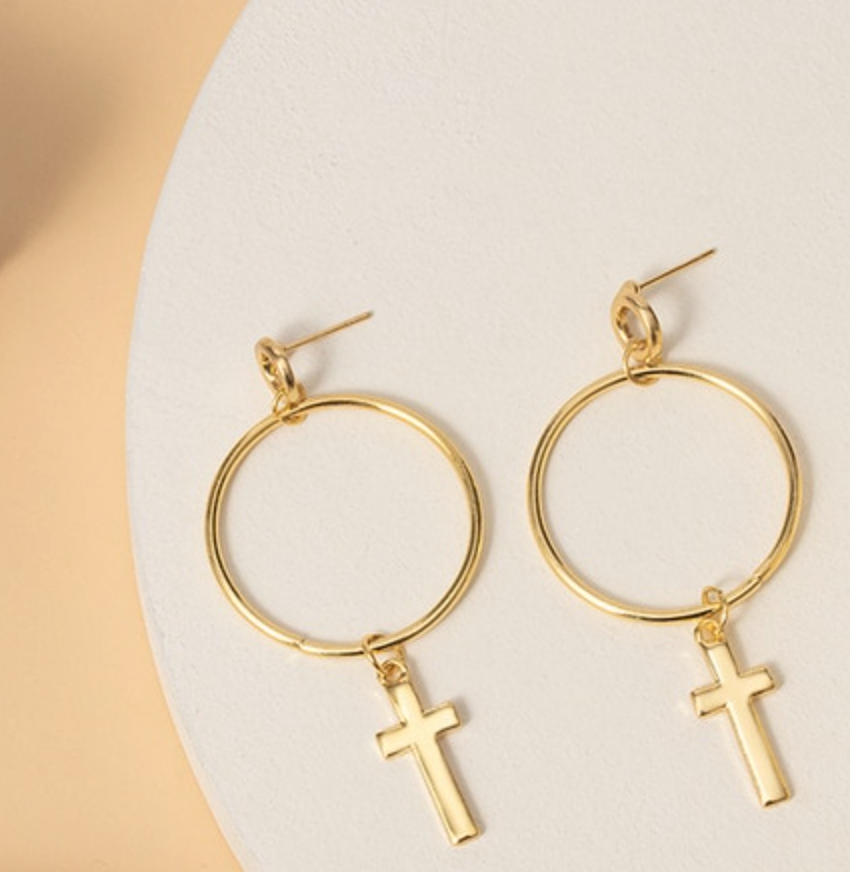 Simple Personality Cross Tassel Alloy Earrings Women