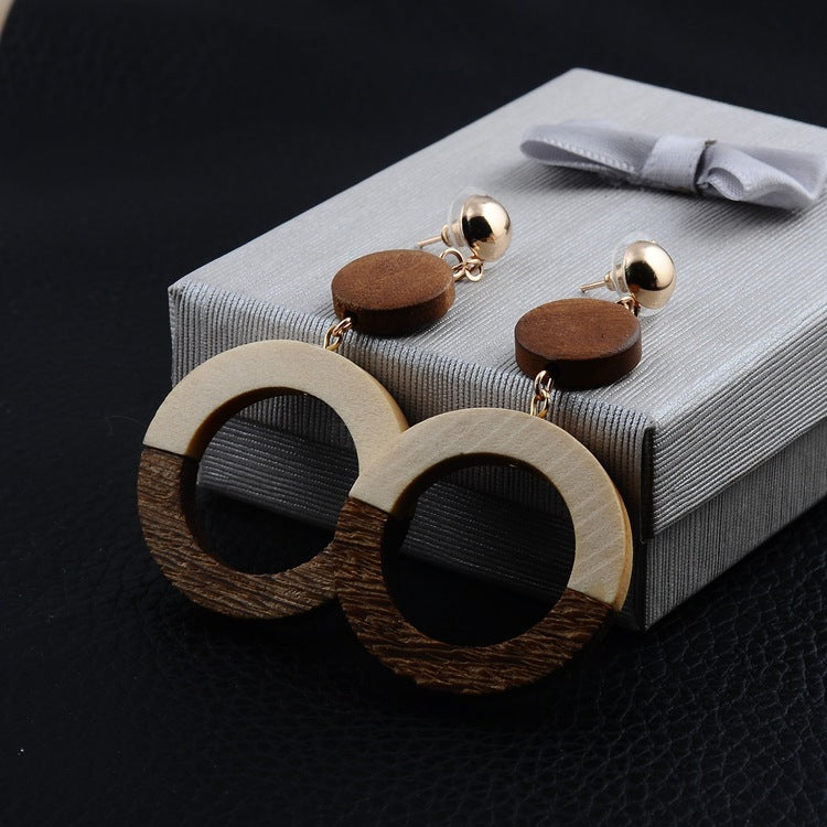 Vintage wooden wood earrings